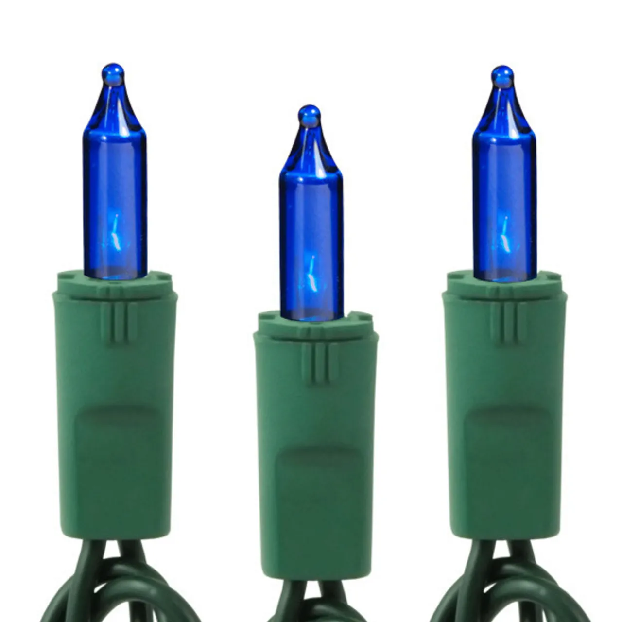 50 Light Blue Incandescent Lights Green Wire | The Christmas Loft< Online