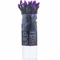 50-Light LED Purple Frost Black Wire Light Set | The Christmas Loft<Kurt Adler Hot