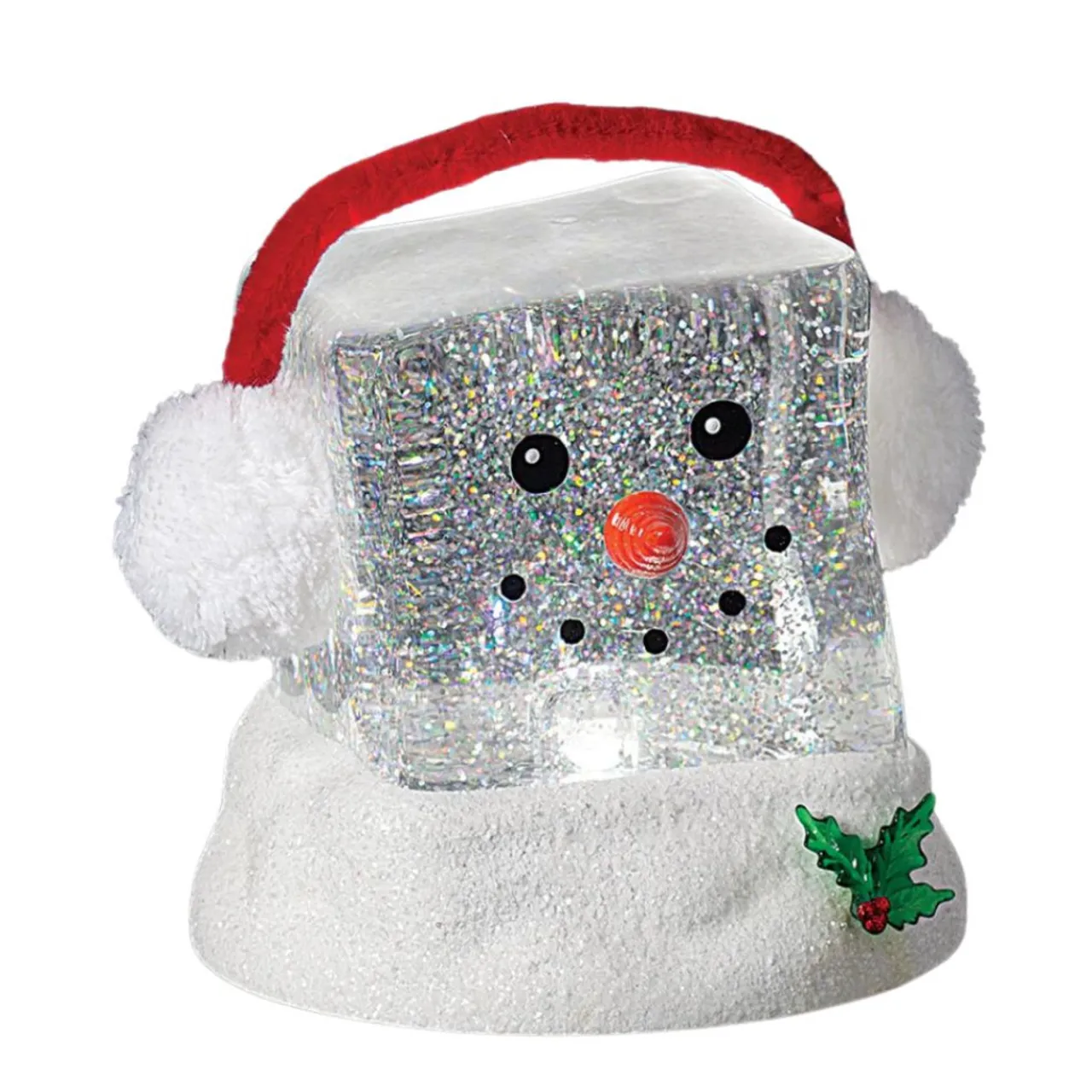 Lighted Cube Head Snowman Swirling Shimmer< Discount