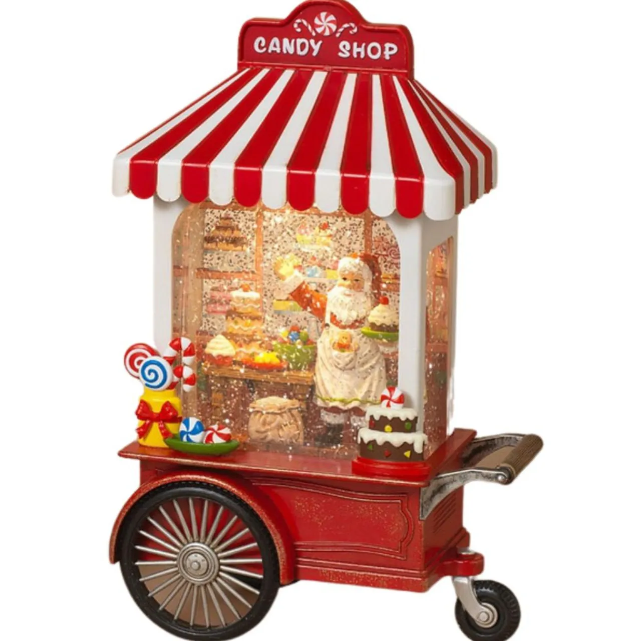 Light-Up Shimmer Santa's Candy Shop Snow Globe< Best