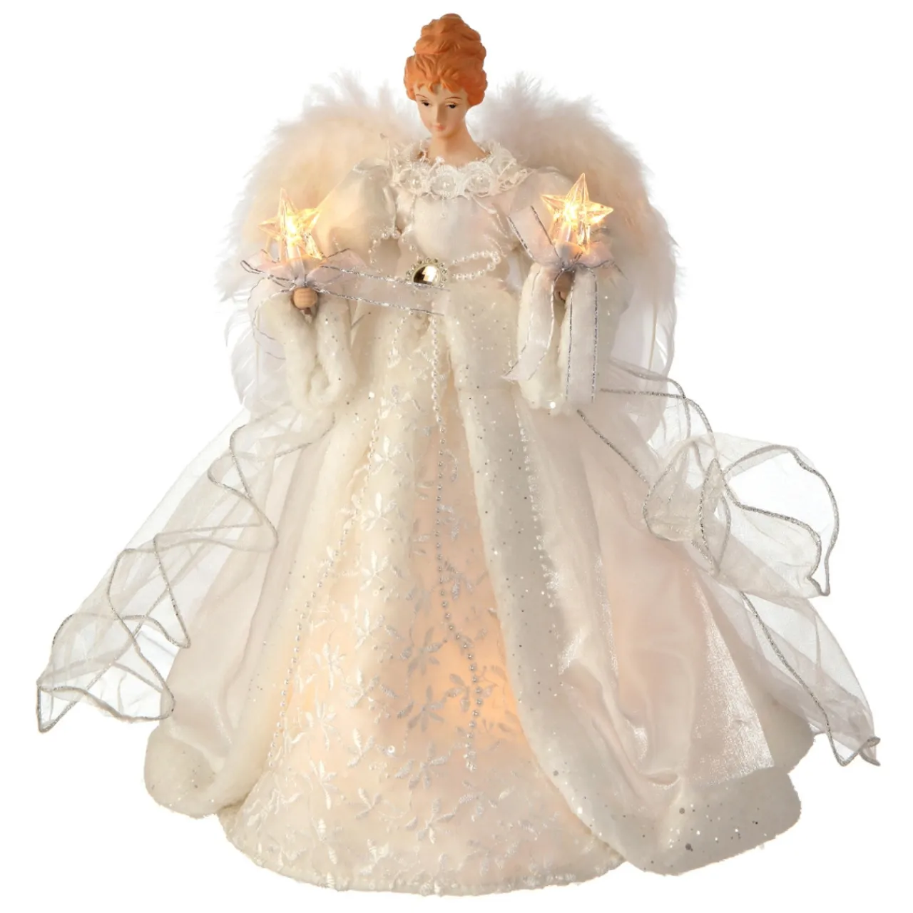 10 Lite White Silver Angel Tree Topper< Online