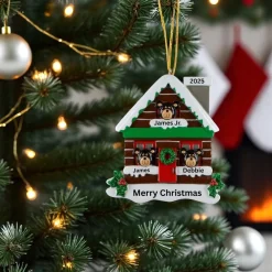 Log Cabin Bears Family of 3 Personalized Ornament< Discount