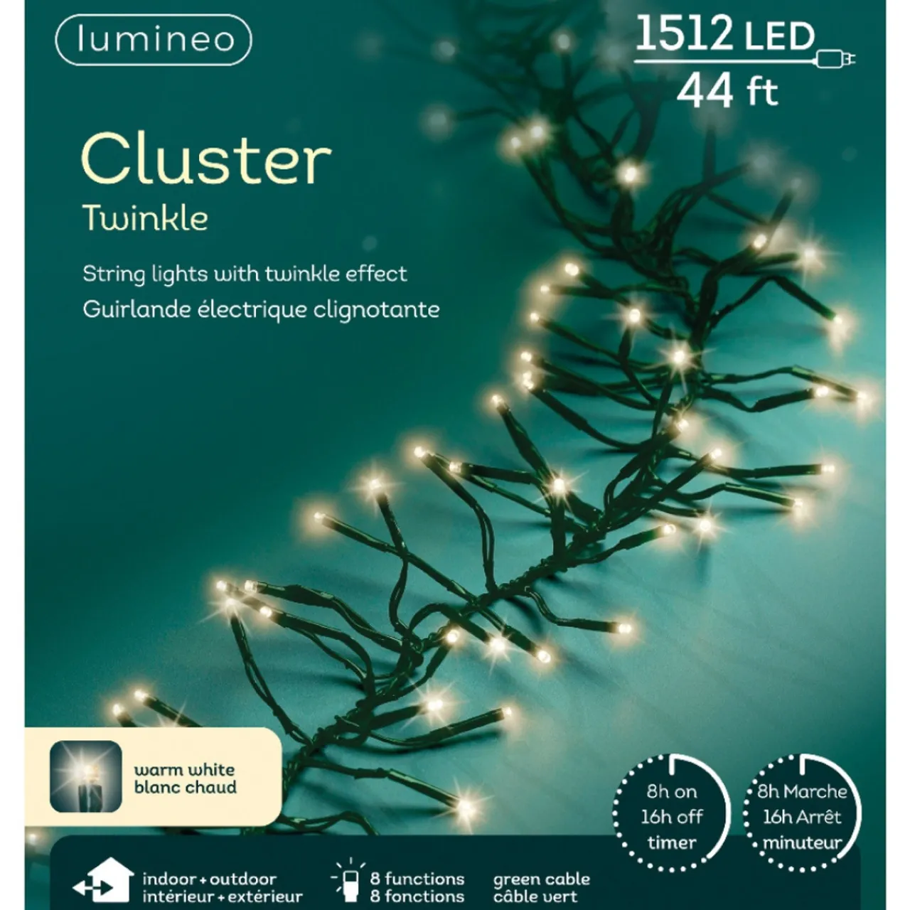 - 1512 LED Warm White Cluster Lights Green Wire | The Christmas Loft<Lumineo Fashion