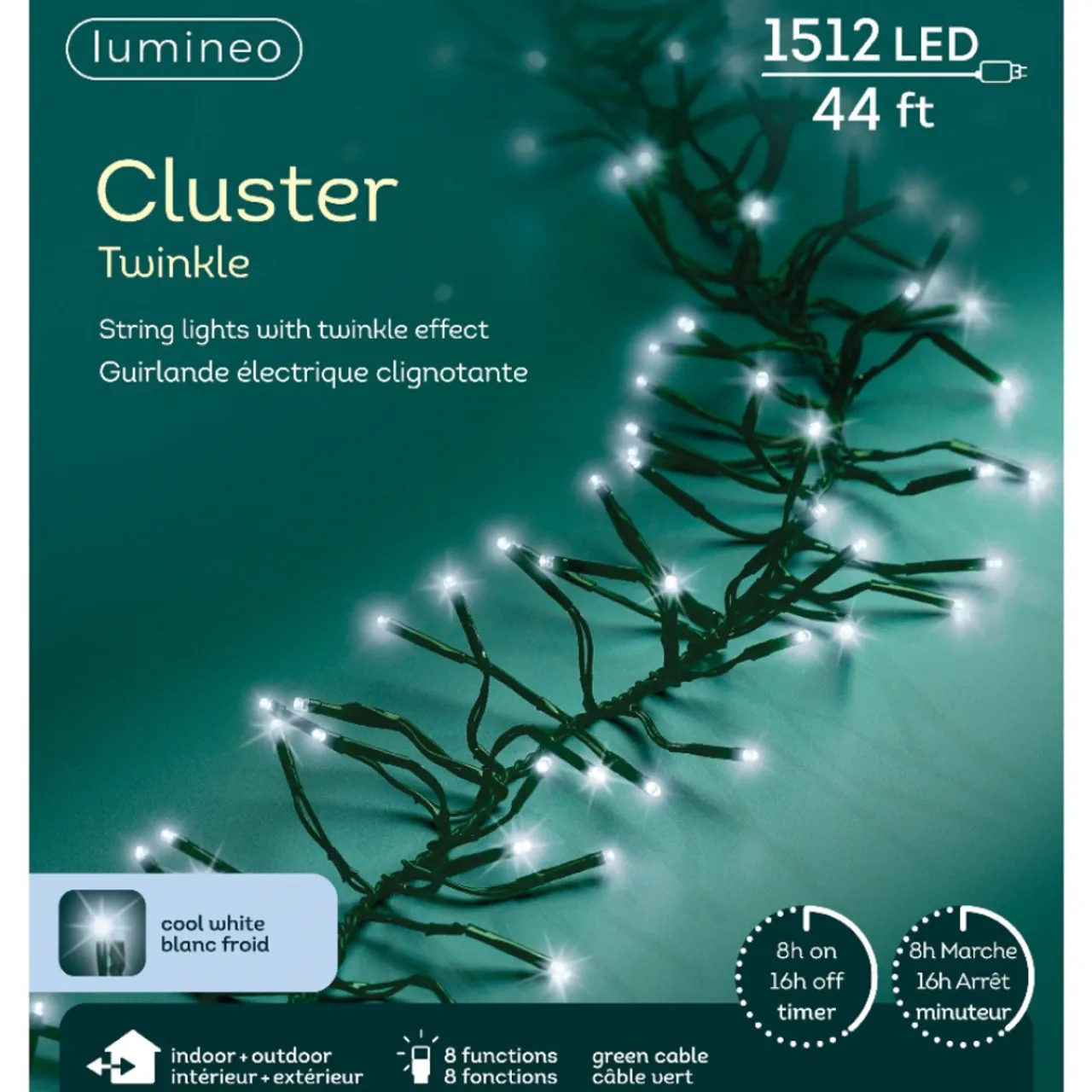 1512 LED Cool White Cluster Lights Green Wire | The Christmas Loft<Lumineo Outlet
