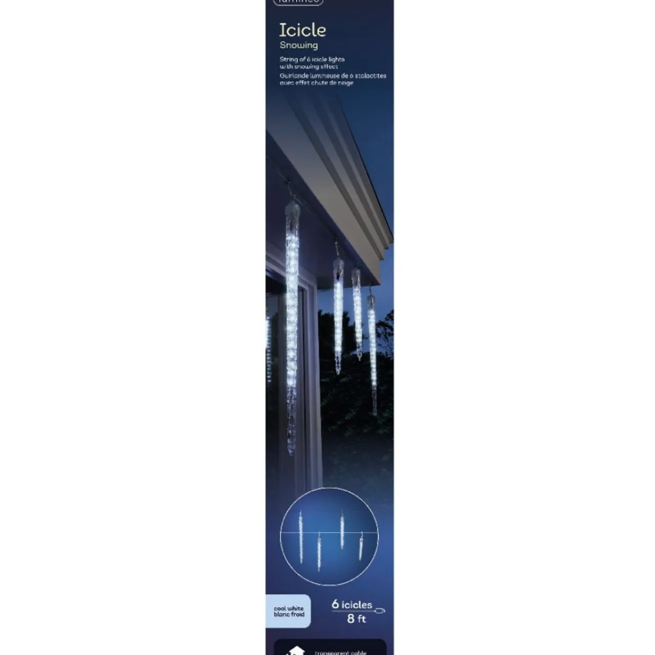 6 LED Cool White Snowing Icicle Lights Transparent Wire - The Christmas Loft<Lumineo Fashion