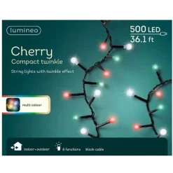 500 LED Multi Color Cherry Compact Twinkle Lights Black Wire | The Christmas Loft<Lumineo Discount