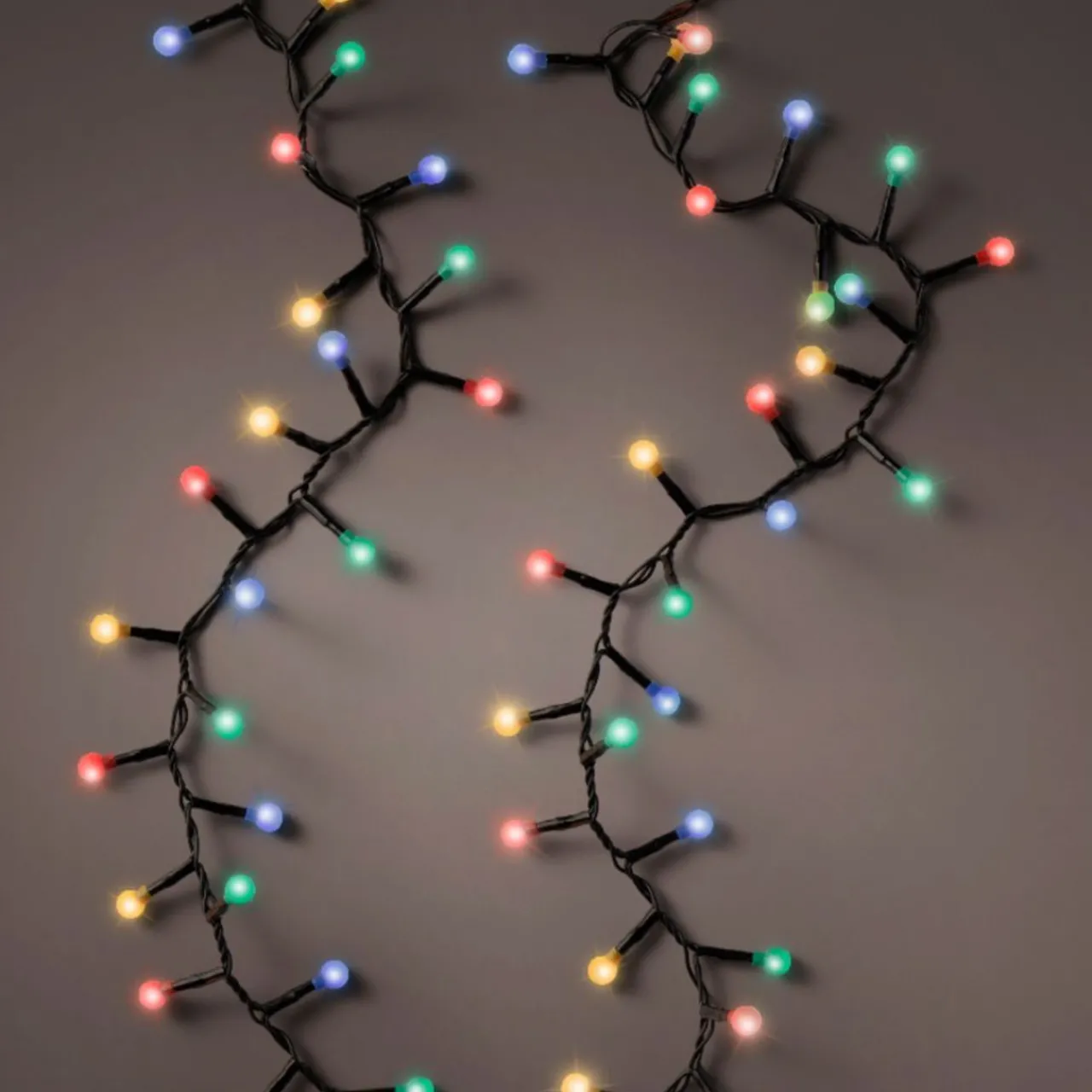 120 LED Multi Color Cherry Lights Black Wire - The Christmas Loft<Lumineo Sale