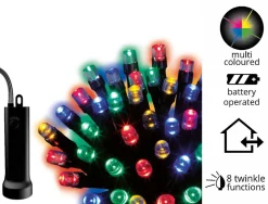 48 LED Multi-Colored Battery-Operated Christmas Lights Set, Black Wire 1<Lumineo Online