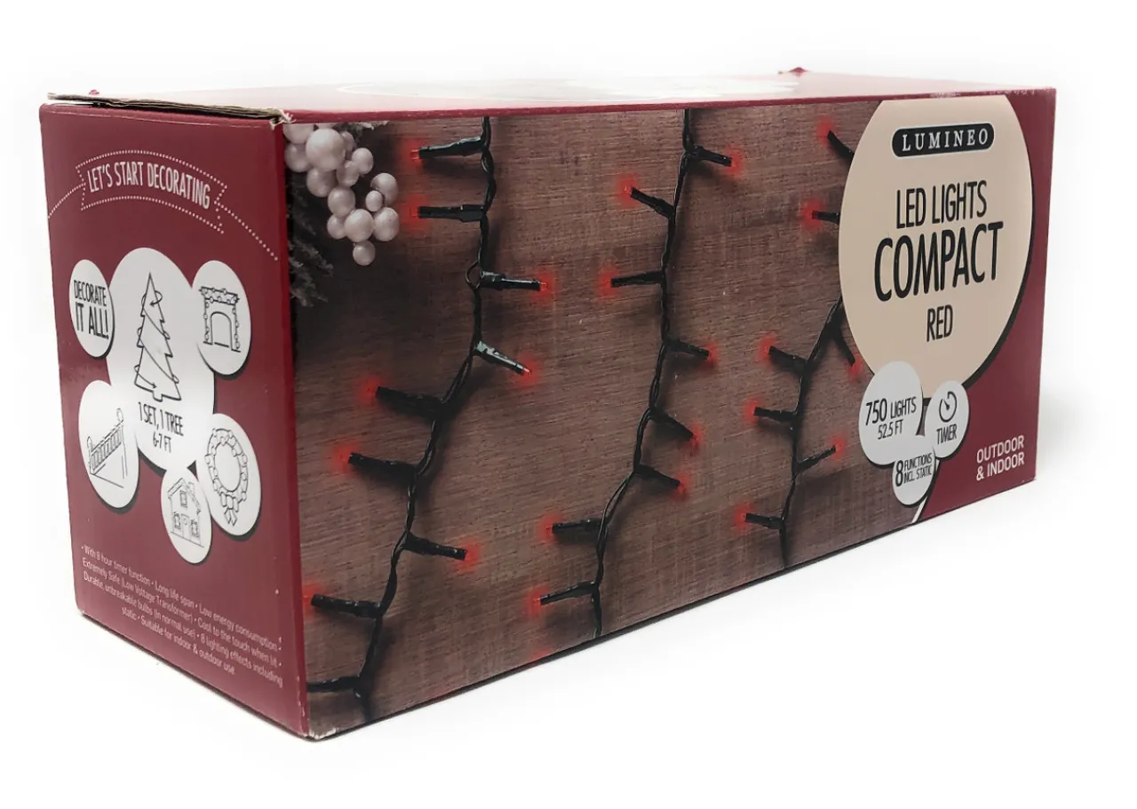 750 LED Red Compact Lights on Green Wire | The Christmas Loft<Lumineo Online