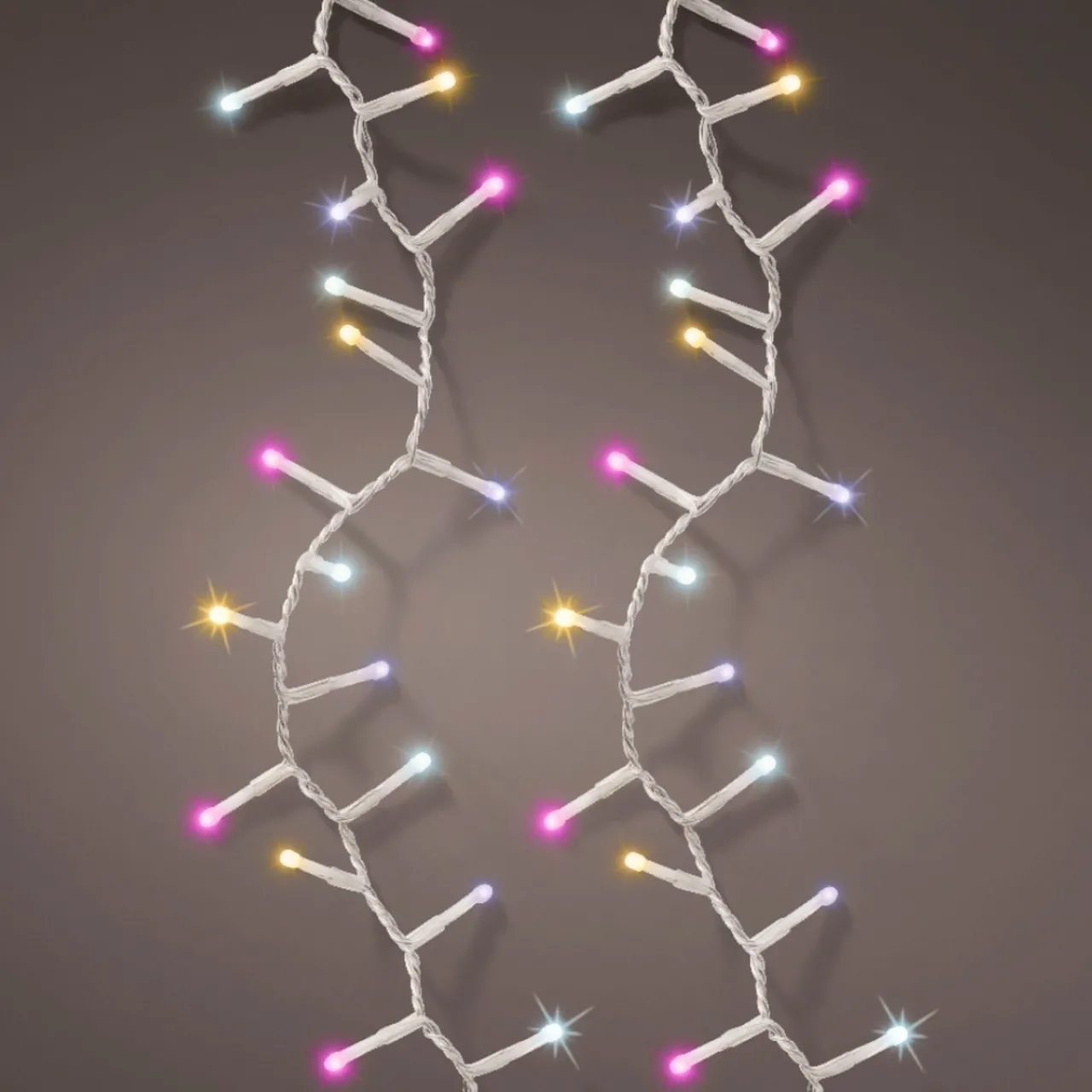 1,000 LED Soft Glow Multi Color Compact Twinkle Lights Transparent Wire<Lumineo Fashion