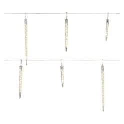 6 Warm White LED Snowing Icicles Transparent Wire<Lumineo Outlet