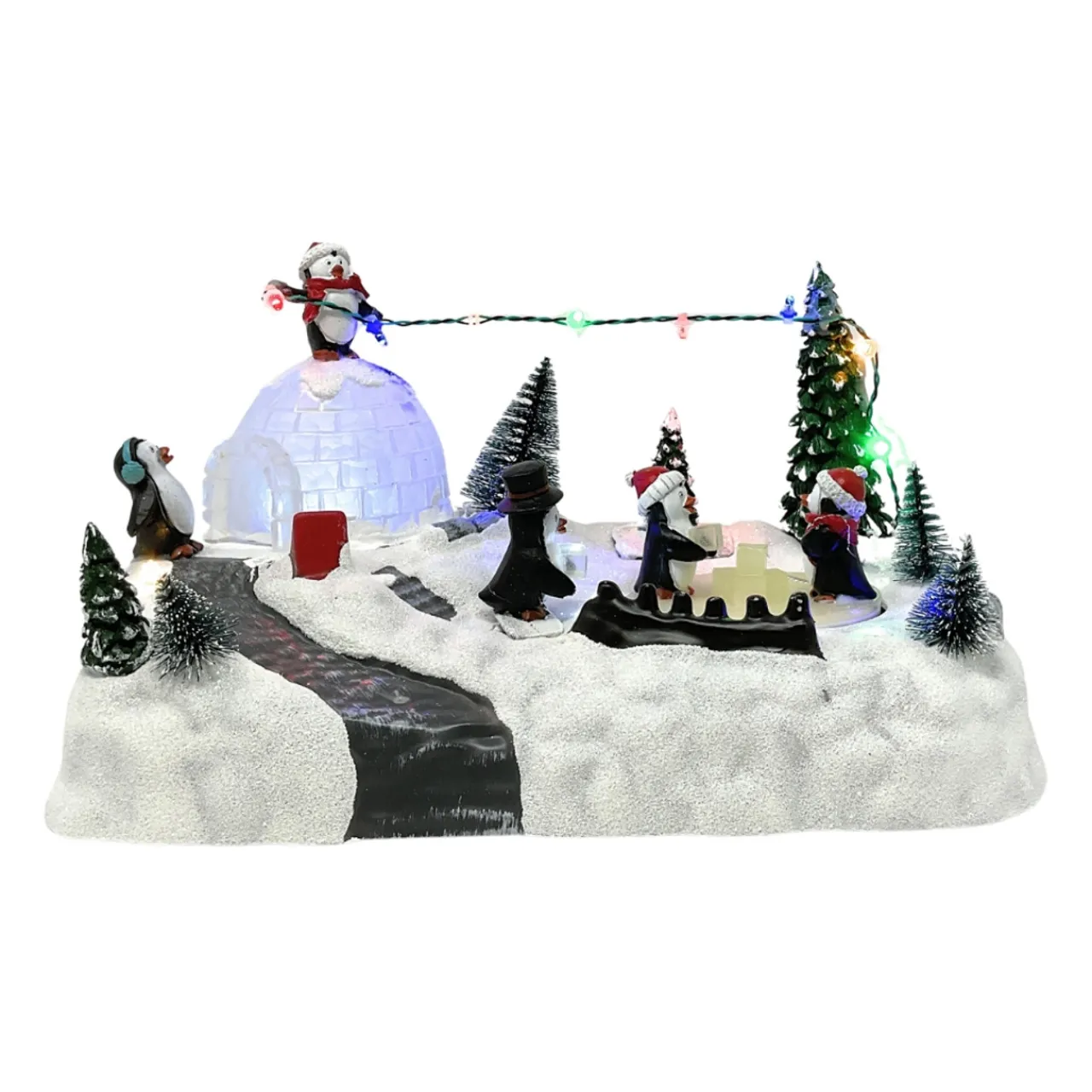 Lumineo Animated Penguins Play Scene - 10.5" Lights & Motion< New