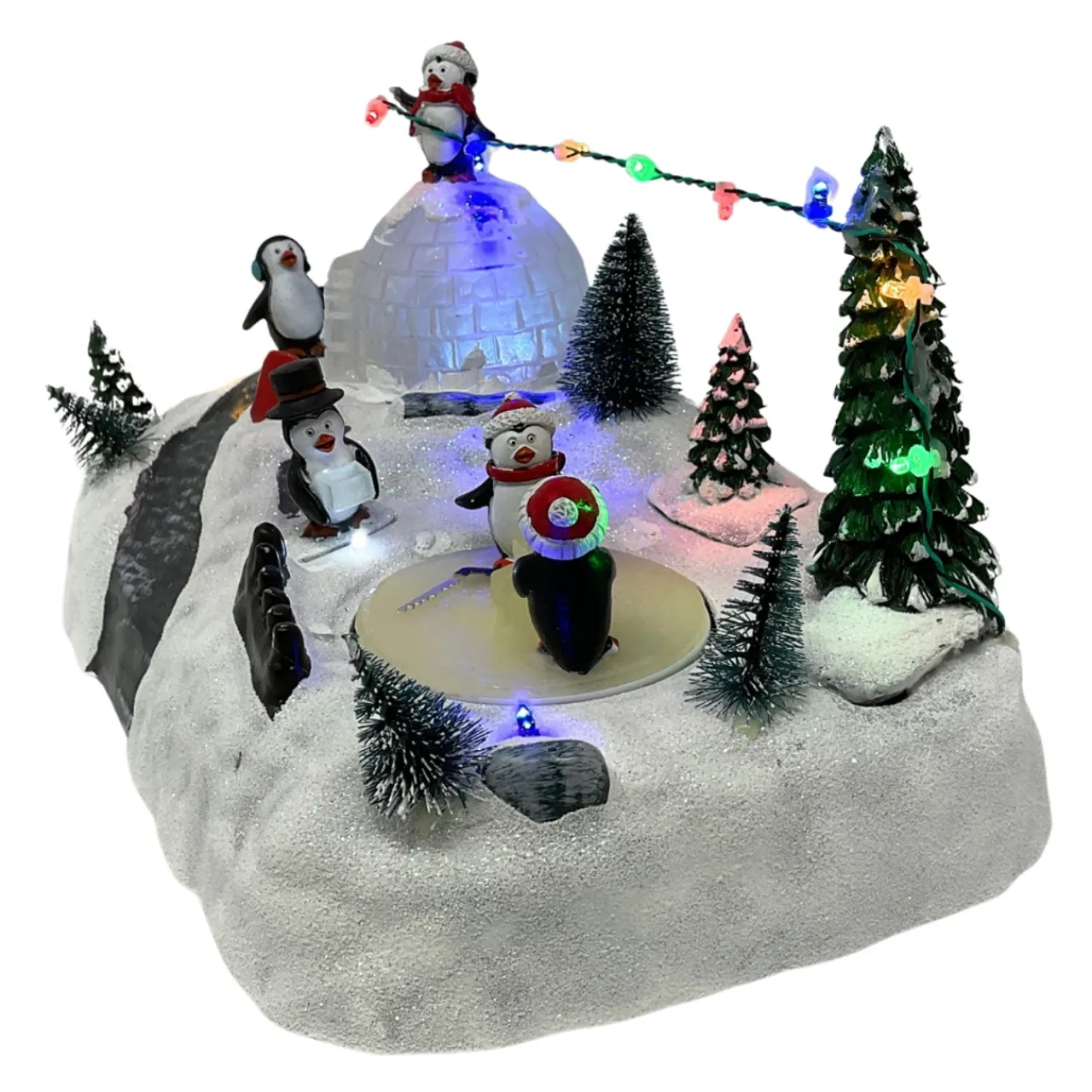 Lumineo Animated Penguins Play Scene - 10.5" Lights & Motion< New