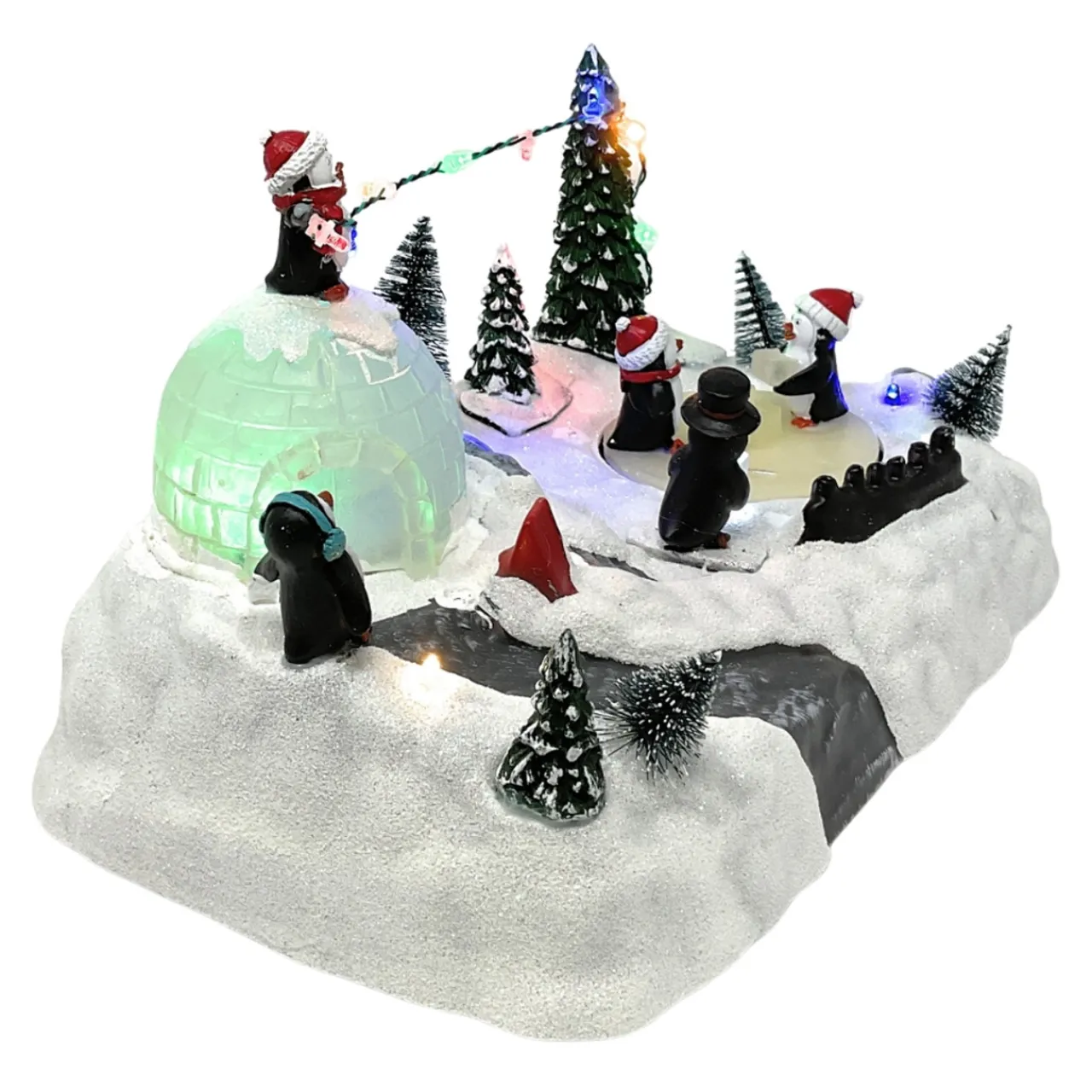 Lumineo Animated Penguins Play Scene - 10.5" Lights & Motion< New