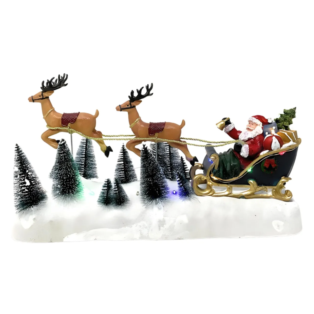 Animated Santa And Reindeer Sleigh - LED Illuminated<Lumineo New