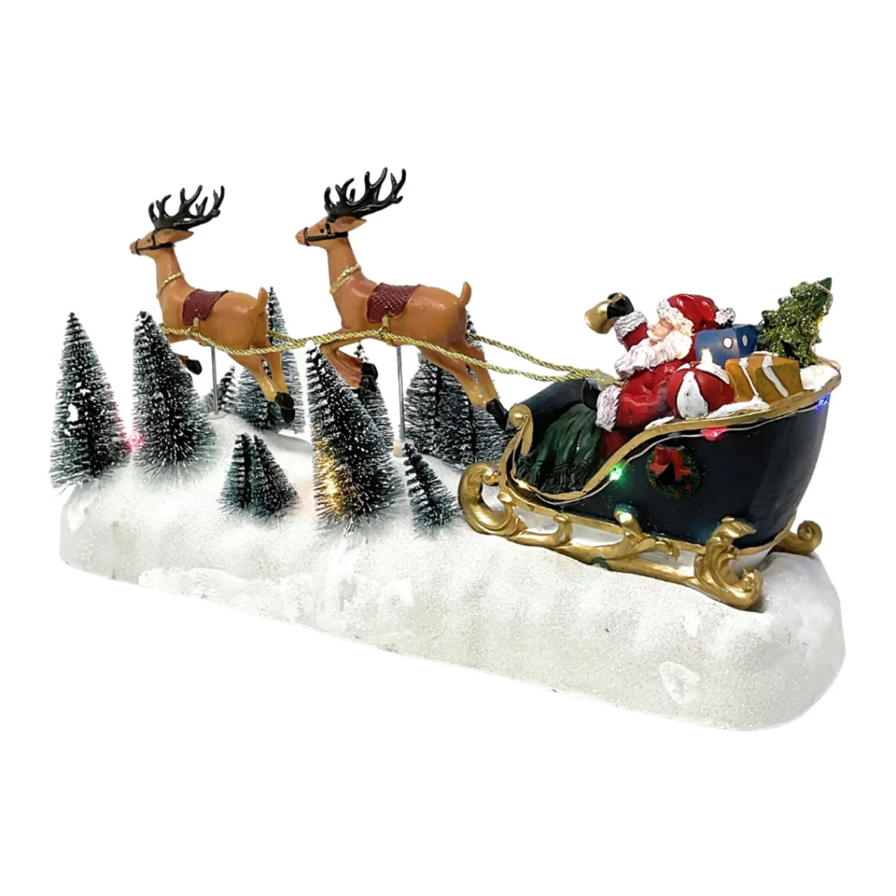 Animated Santa And Reindeer Sleigh - LED Illuminated<Lumineo New