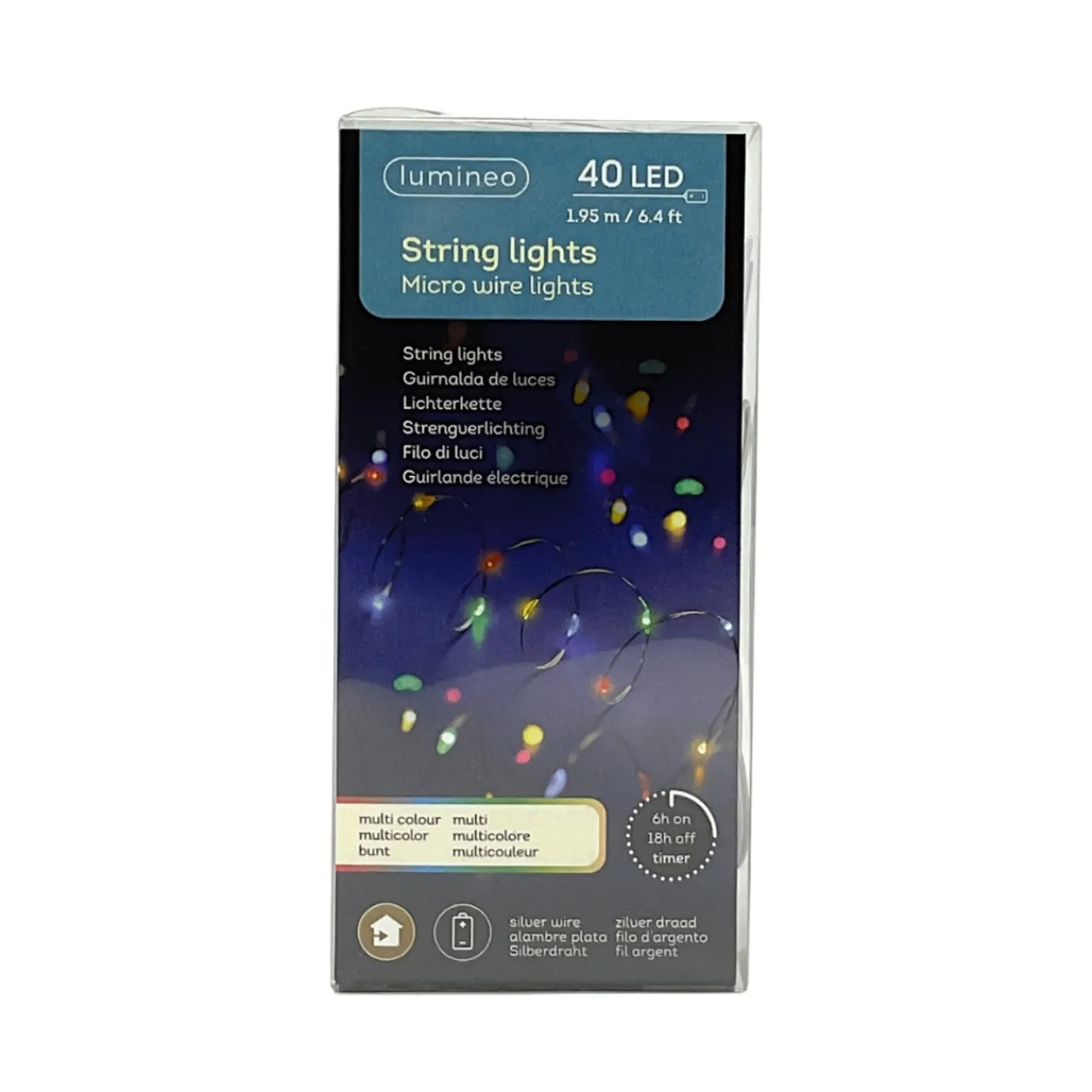 40-LED Multicolor Micro String Lights with Timer, Indoor, Battery<Lumineo Outlet