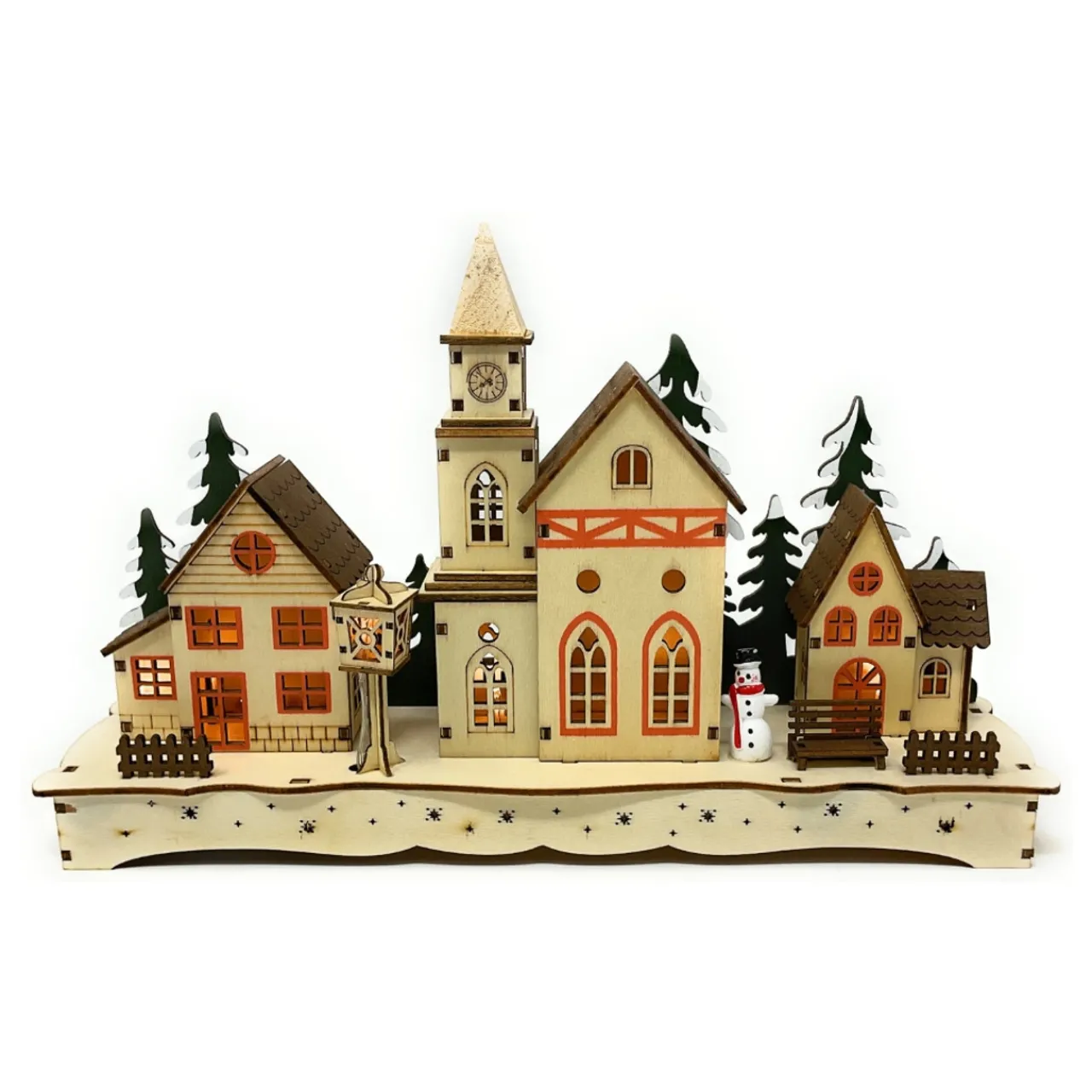 Lighted Wood Winter Village Scene<Lumineo New