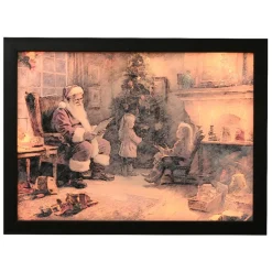 Santa's Warm Holiday Reading by the Fire LED Canvas<Lumineo Clearance