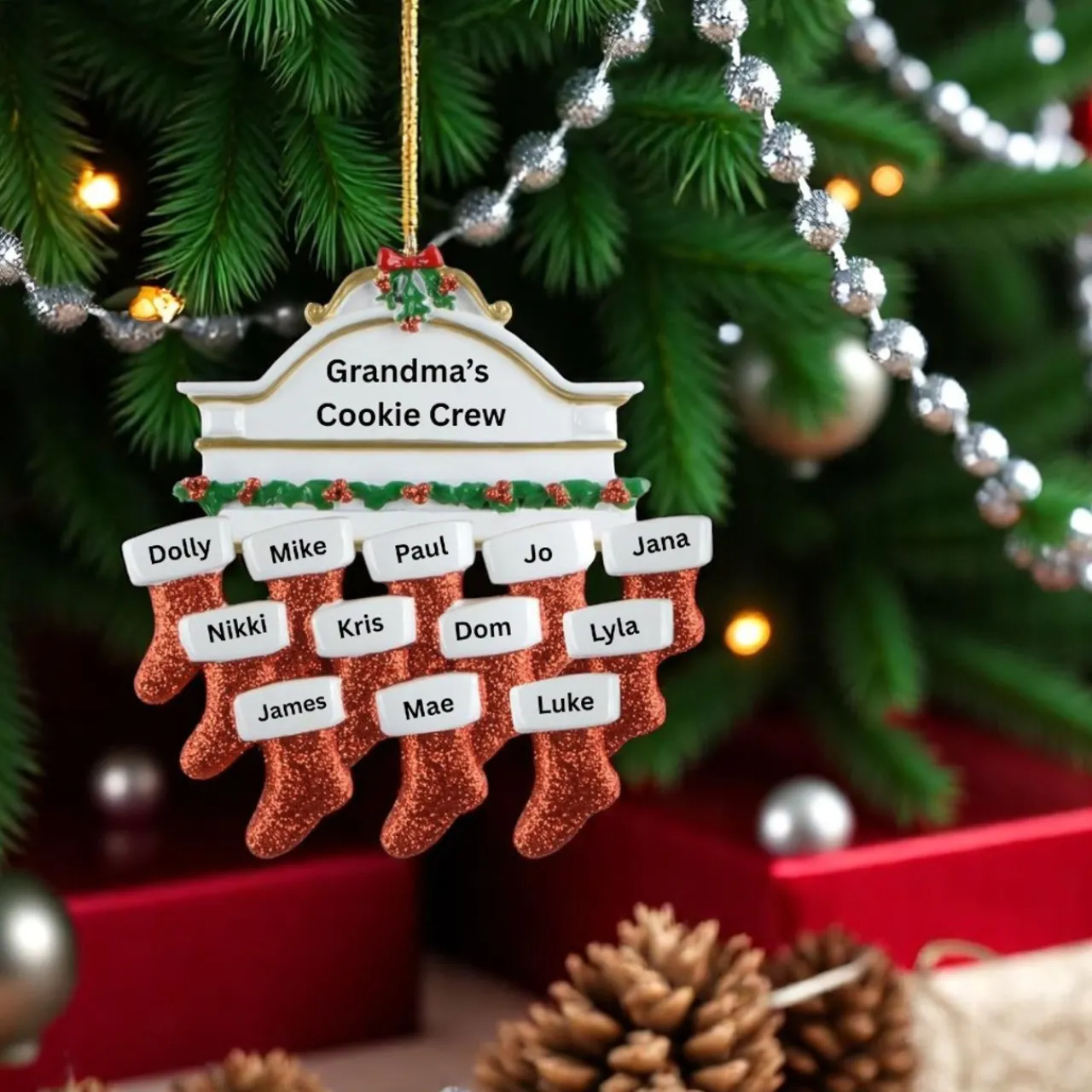 Mantle Family of 12 Personalized Ornament< Clearance