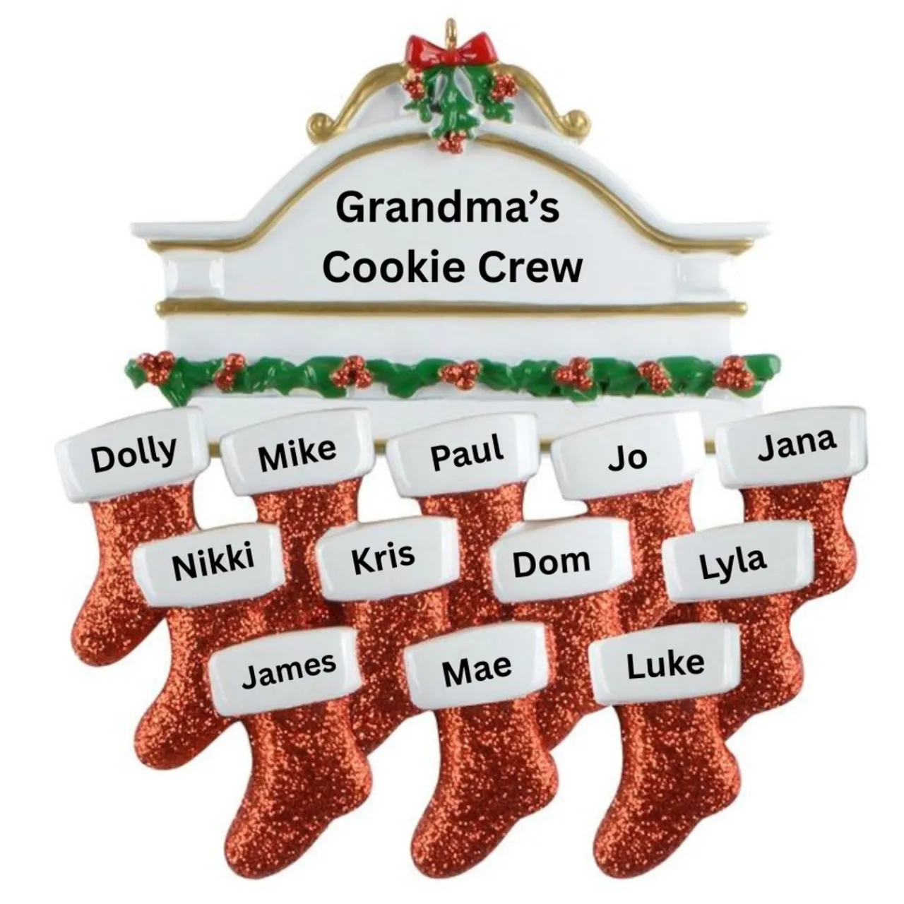 Mantle Family of 12 Personalized Ornament< Clearance