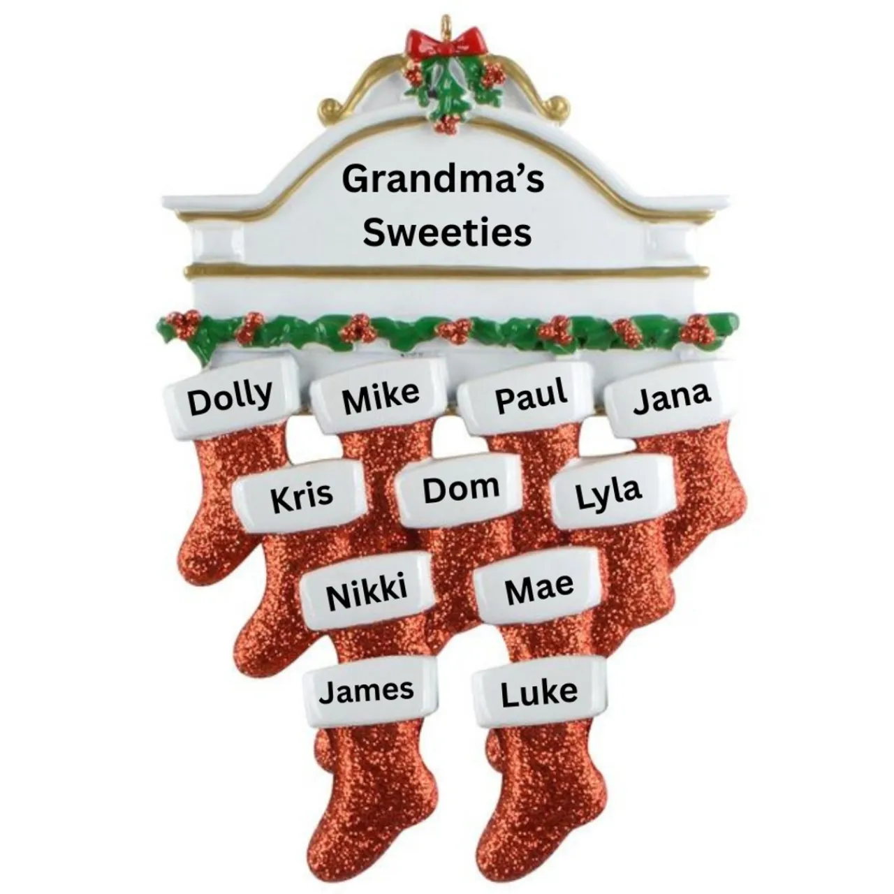Mantle Family of 11 Personalized Ornament< Best