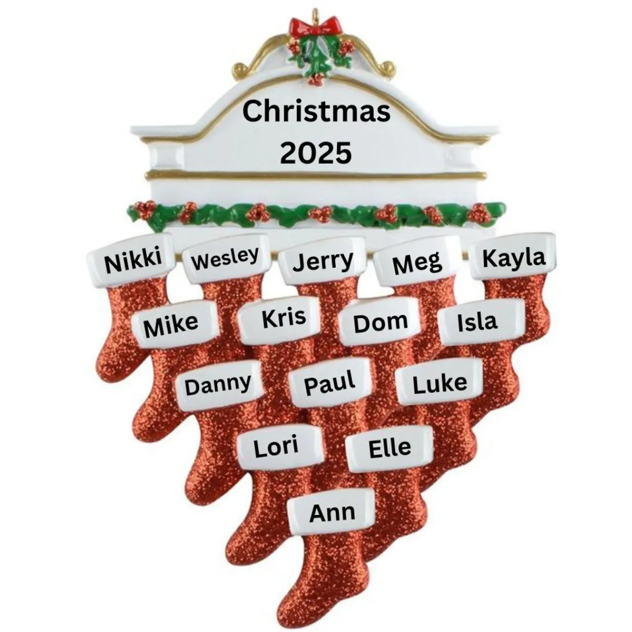 Mantle Family of 15 Personalized Ornament< Best