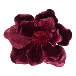 Maroon Velvet Magnolia Clip< New