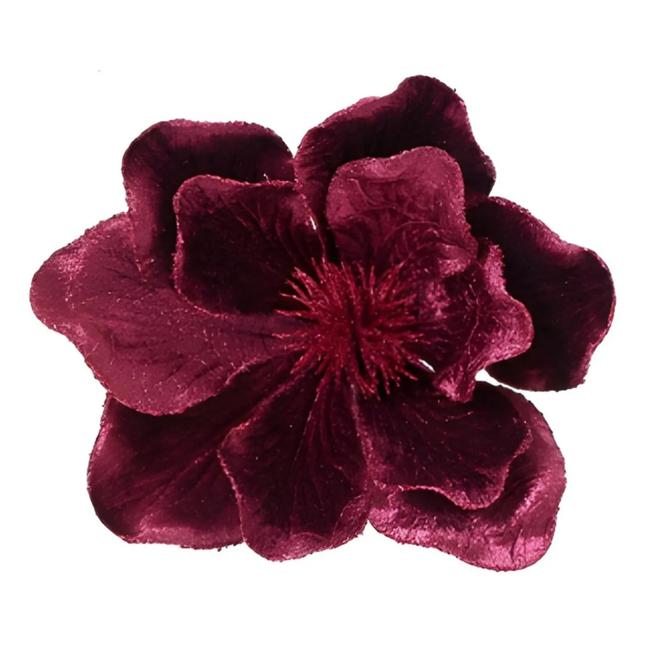 Maroon Velvet Magnolia Clip< New