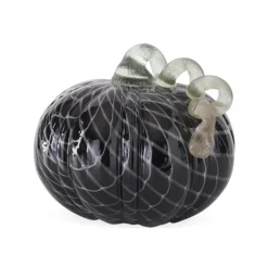 Medium Black And White Swirls Handblown Glass Pumpkin< New