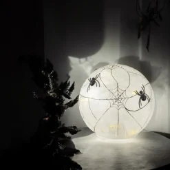 Medium Frosted Glass LED Spider Web Globe with Timer< Outlet