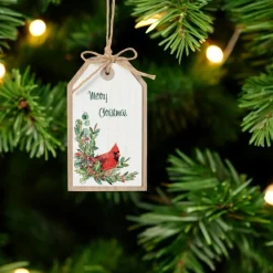 Merry Christmas Cardinal Tag Ornament< Fashion