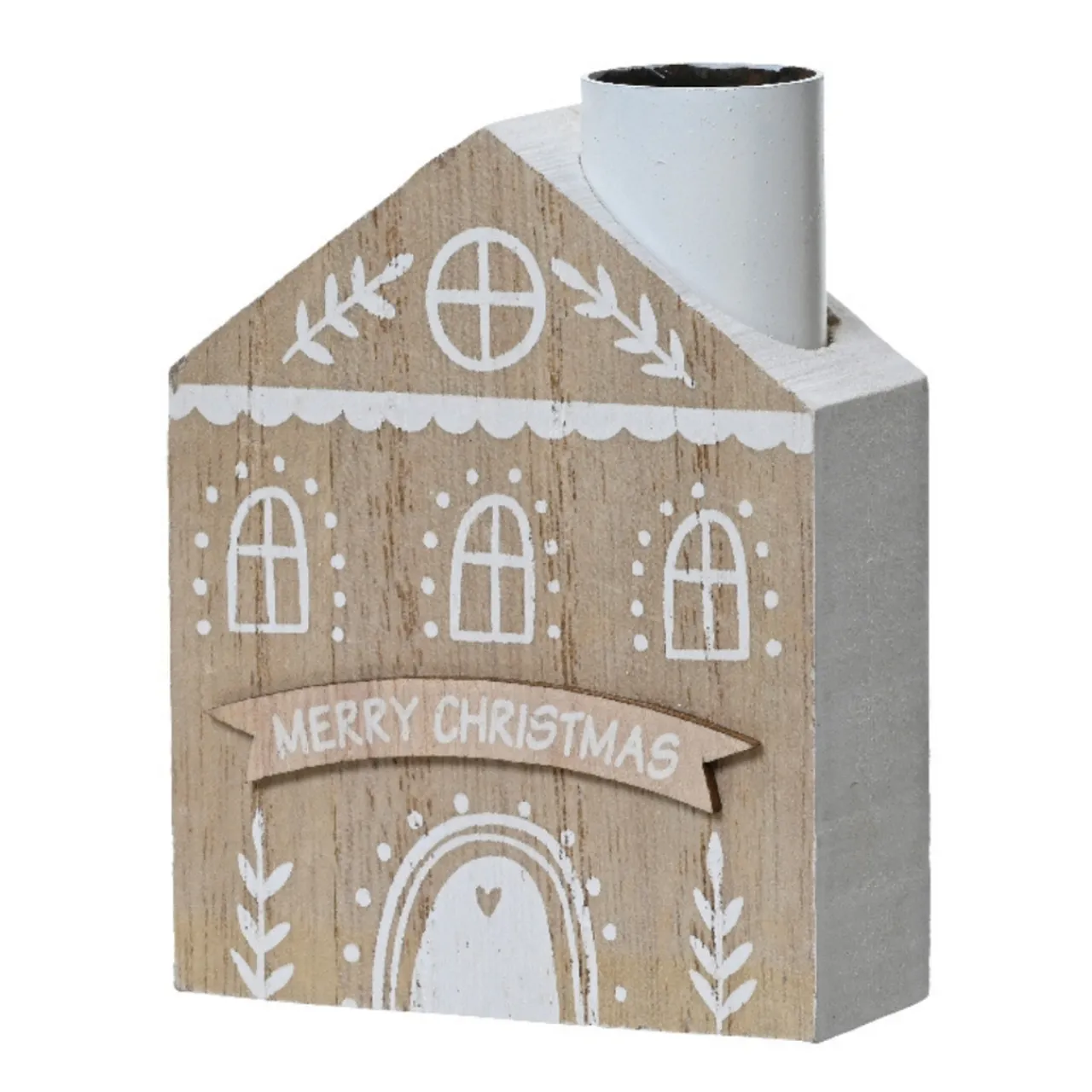 Merry Christmas House Tea Light Candle Holder< New