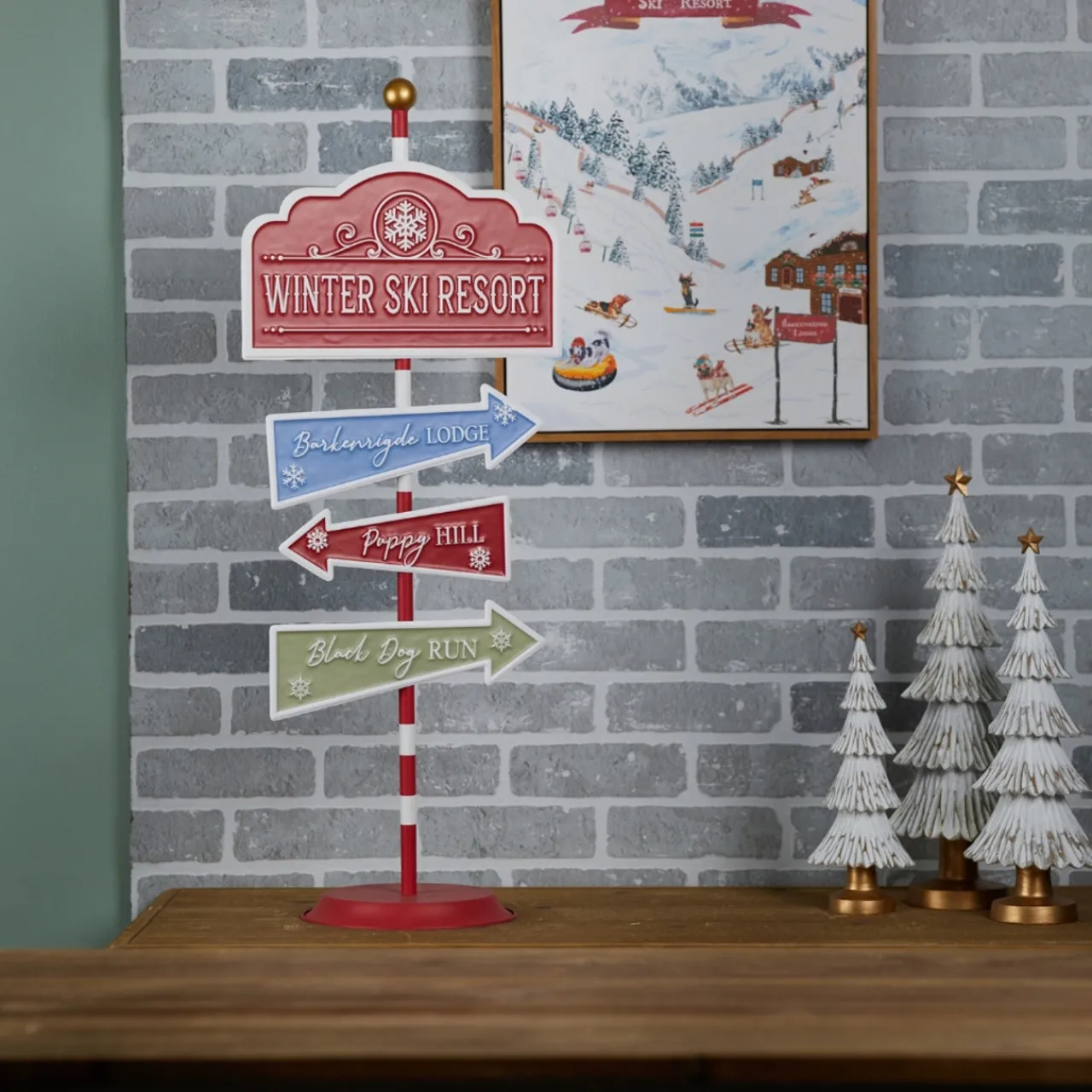 Metal Ski Resort Sign< Discount