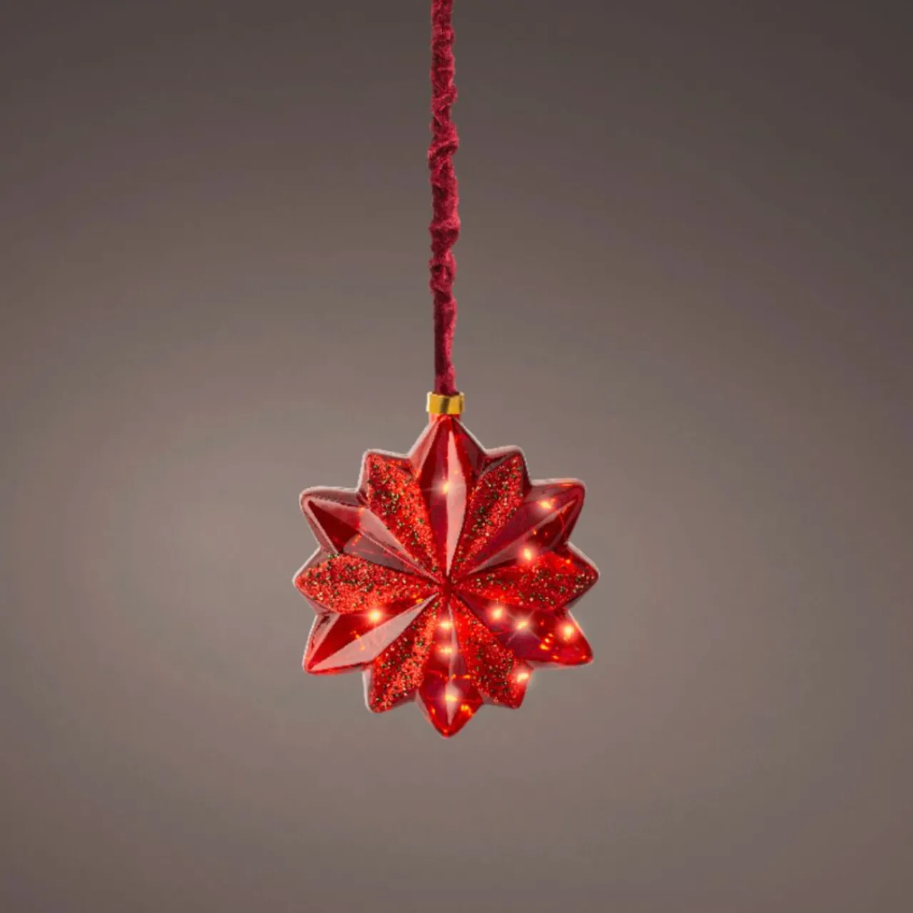 Micro LED Red Glass 12 Pointed Star - The Christmas Loft<Lumineo Hot