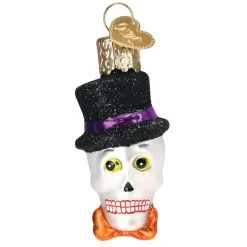Mini Top Hat Skull Ornament<Old World Glass New