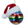 80MM Pride Mirror Ball Ornament with Santa Hat<Kurt Adler Hot