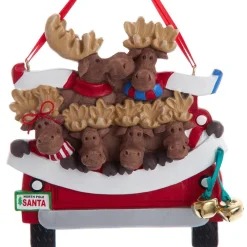 Moose Family of Six in Car Ornament - 6 Names Hand Personalized Ornament<Kurt Adler Hot