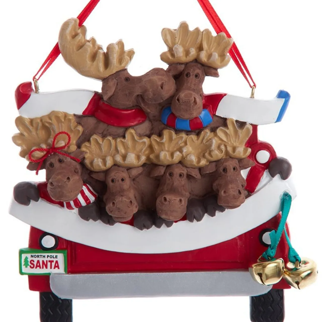 Moose Family of Six in Car Ornament - 6 Names Hand Personalized Ornament<Kurt Adler Hot