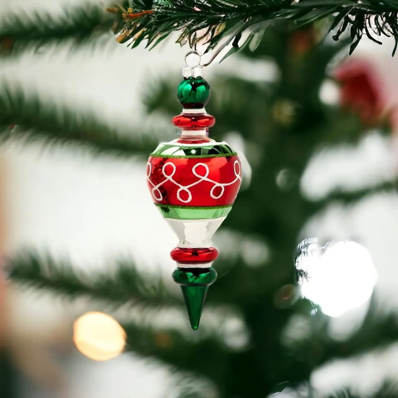 Multi-Color Finial Ornament – Dark Green Top< Clearance