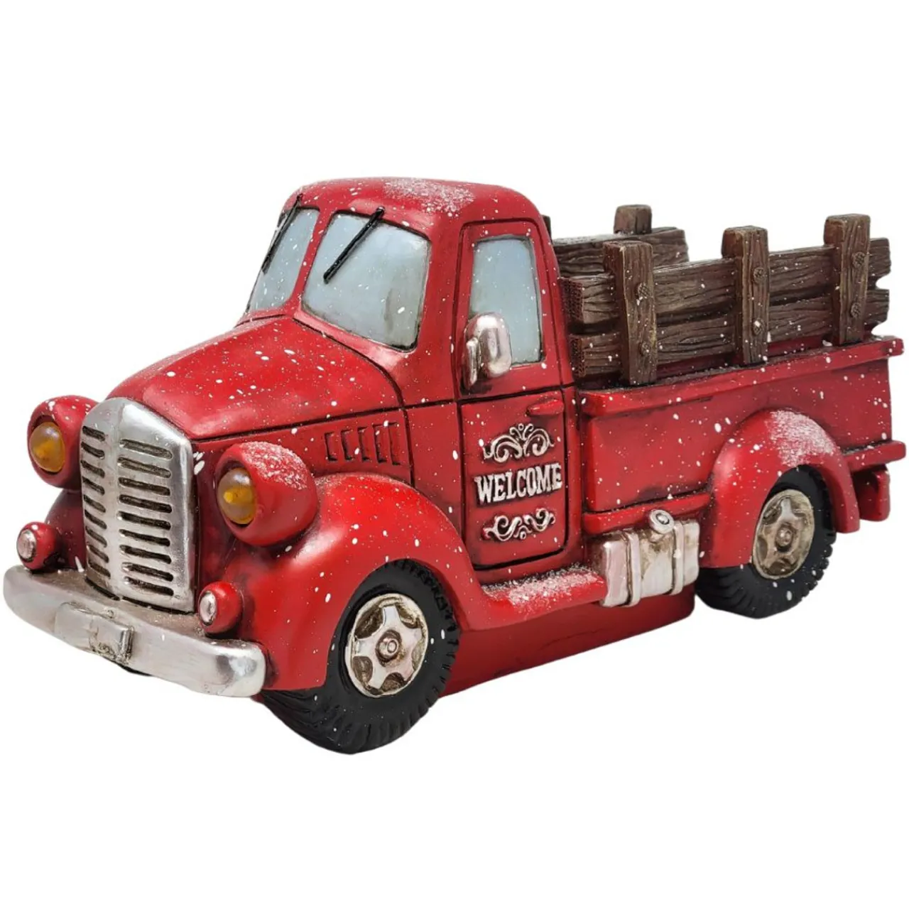 Musical Lit Snowy Red Pick Up Truck - The Christmas Loft< Fashion