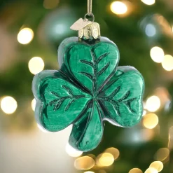 Noble Gems Blown Glass Shamrock Ornament 3.25"<Kurt Adler New