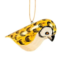 Owl Wood Bird Ornament< Clearance
