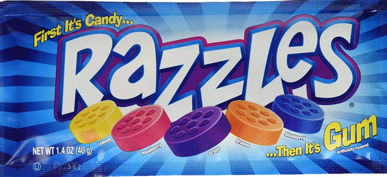 1.4 Oz. Original Razzles Candy/Gum Box< New