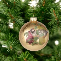 Partridge in a Pear Tree Gold Foil Ball Ornament< New
