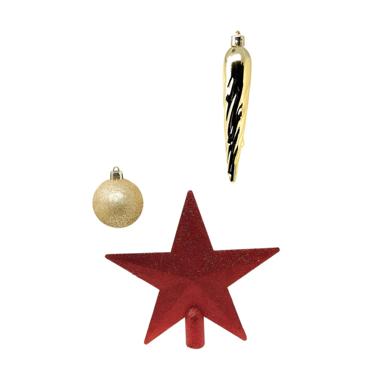 33pc Shatterproof Christmas Ornaments Set with Red Star Topper< Online