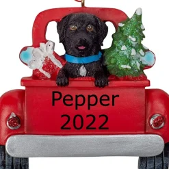 Personalized Black Labrador In Back Of Truck Ornament | The Christmas Loft<Kurt Adler Outlet