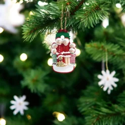 Personalized Family of Six Christmas Ornament with Dog< Fashion