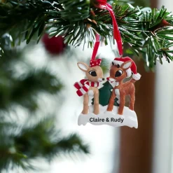 Personalized Rudolph The Red Nose Reindeer & Clarice Ornament<Kurt Adler Clearance