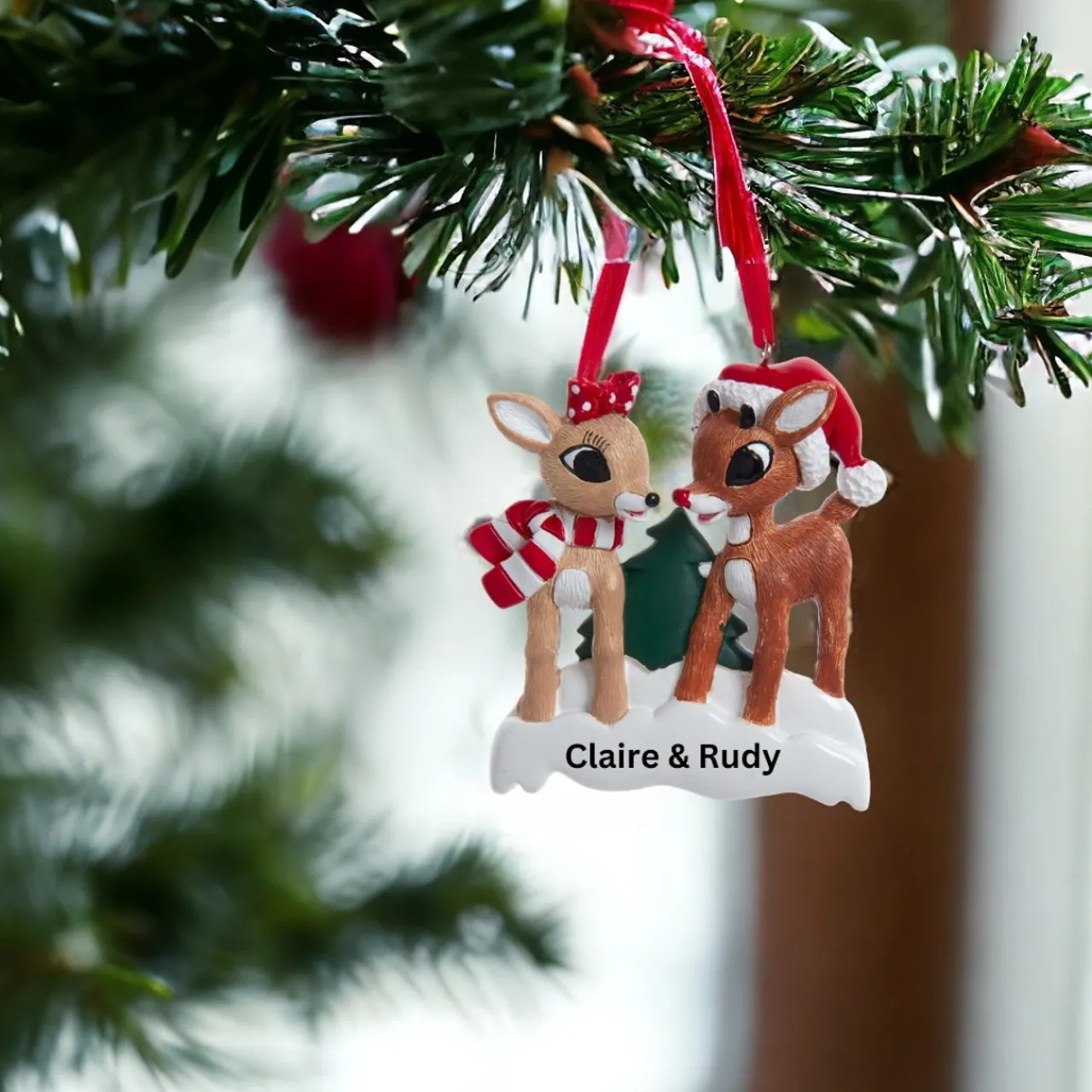 Personalized Rudolph The Red Nose Reindeer & Clarice Ornament<Kurt Adler Clearance